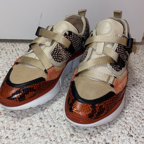 Chloé- authentic designer Sonnie Snakeskin Sneakers multicolored - Picture 12 of 12